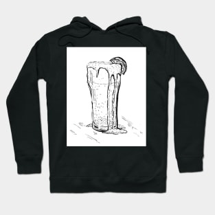 Beer , kitchen bar craft line art, modern black and white beverage Hoodie